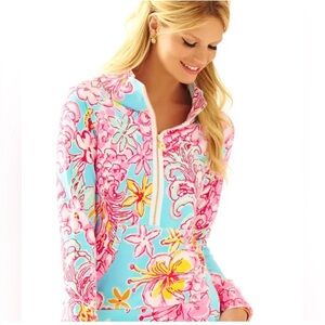 Lilly Pulitzer Skipper Popover Breakwater Blue Lolita Pullover Half Zip Floral